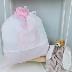 Sacca per Cambio Neonato con Orsetto Applicato e Ricamato Bimba