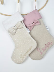 Calza Natalizia Personalizzata, tessuto panama. Possibilità ricamo nome o iniziali.